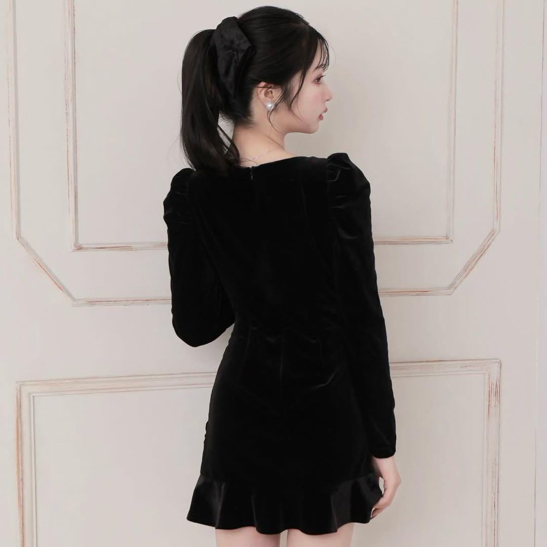 M me eme ベロアドレープミニドレス