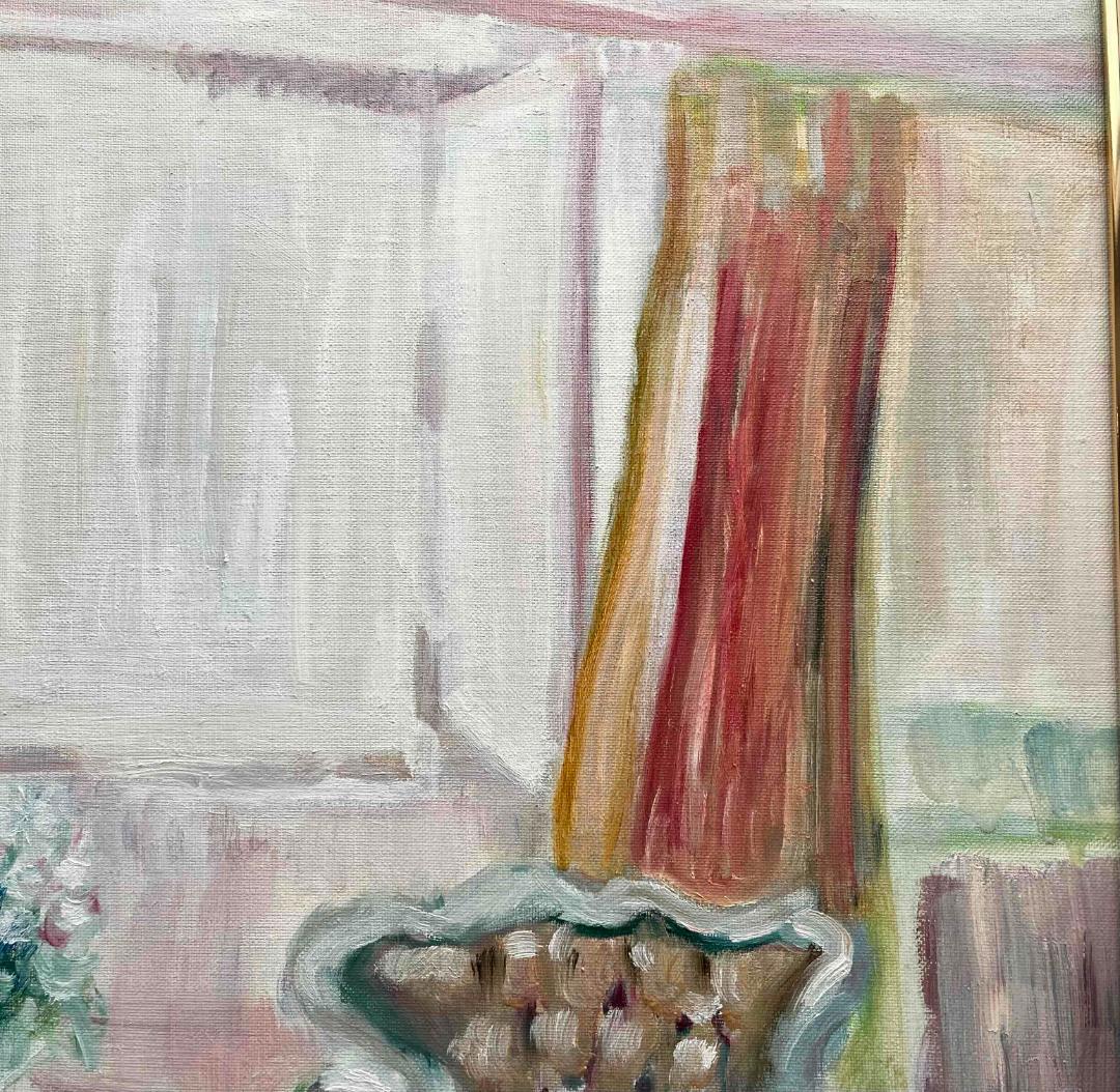 46×53㎝「窓辺の椅子とテーブル」油彩・額装（４枚面画像)・原画・F10