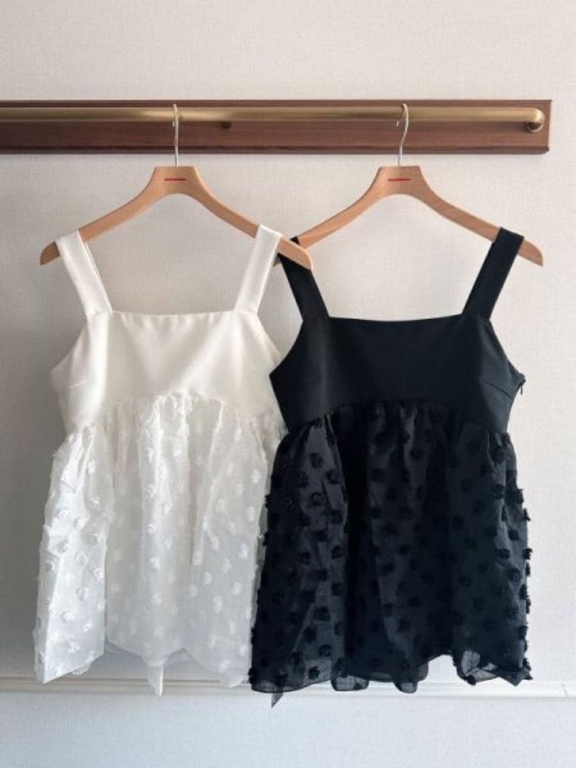 トップス Hiand Fluffy Dot Ribbon Tops