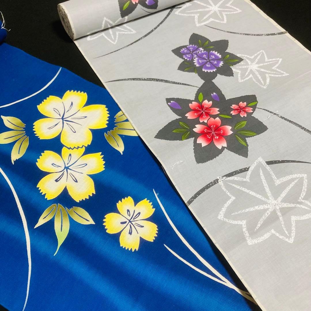 着物と帯オレンジ y219◾️未使用美品割と綺麗な木綿浴衣反物24点まとめて◾️