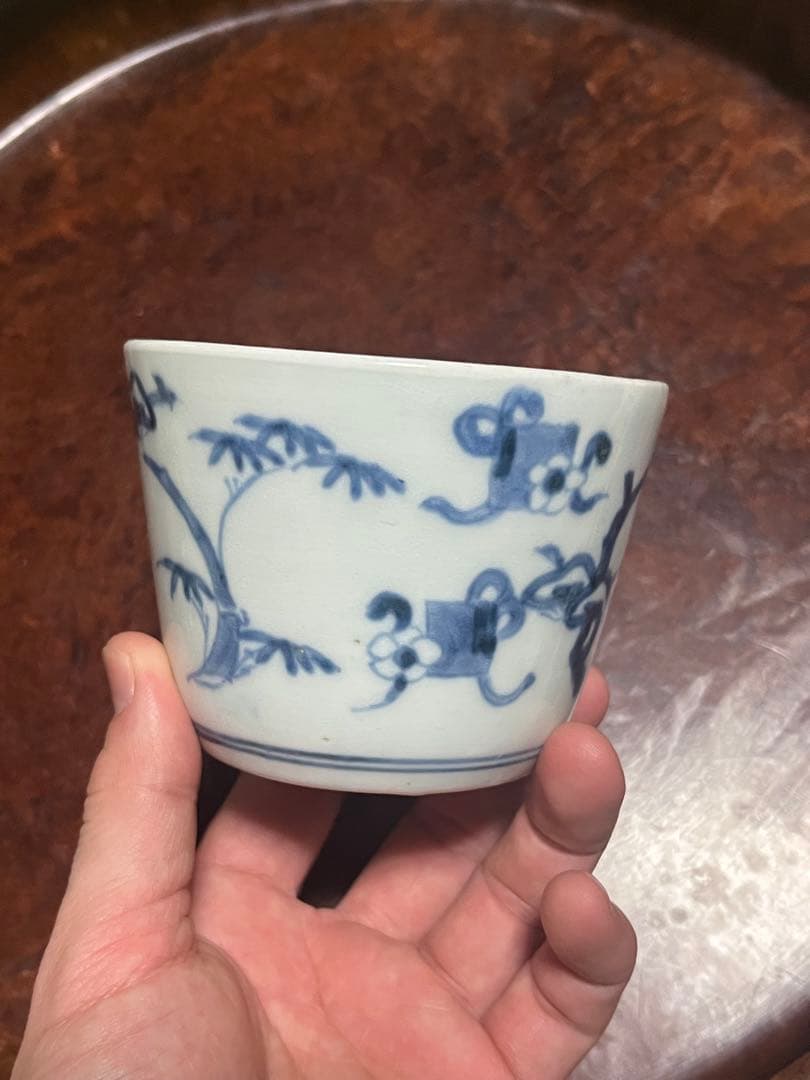 モダンデザイン　古伊万里　蕎麦猪口　散らし　無傷完品　大振り　松竹梅　柿右衛門