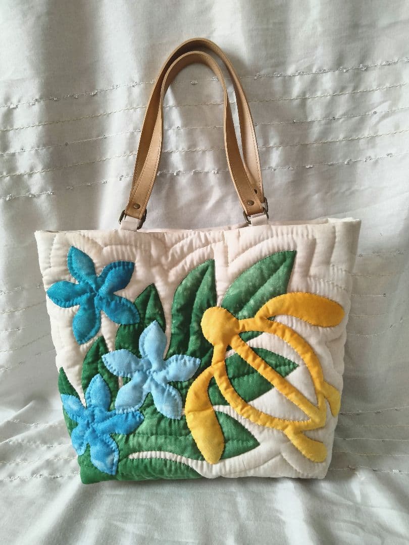 259.ハワイアンキルト・バッグ・ホヌ＆プルメリア＆ラウアエ