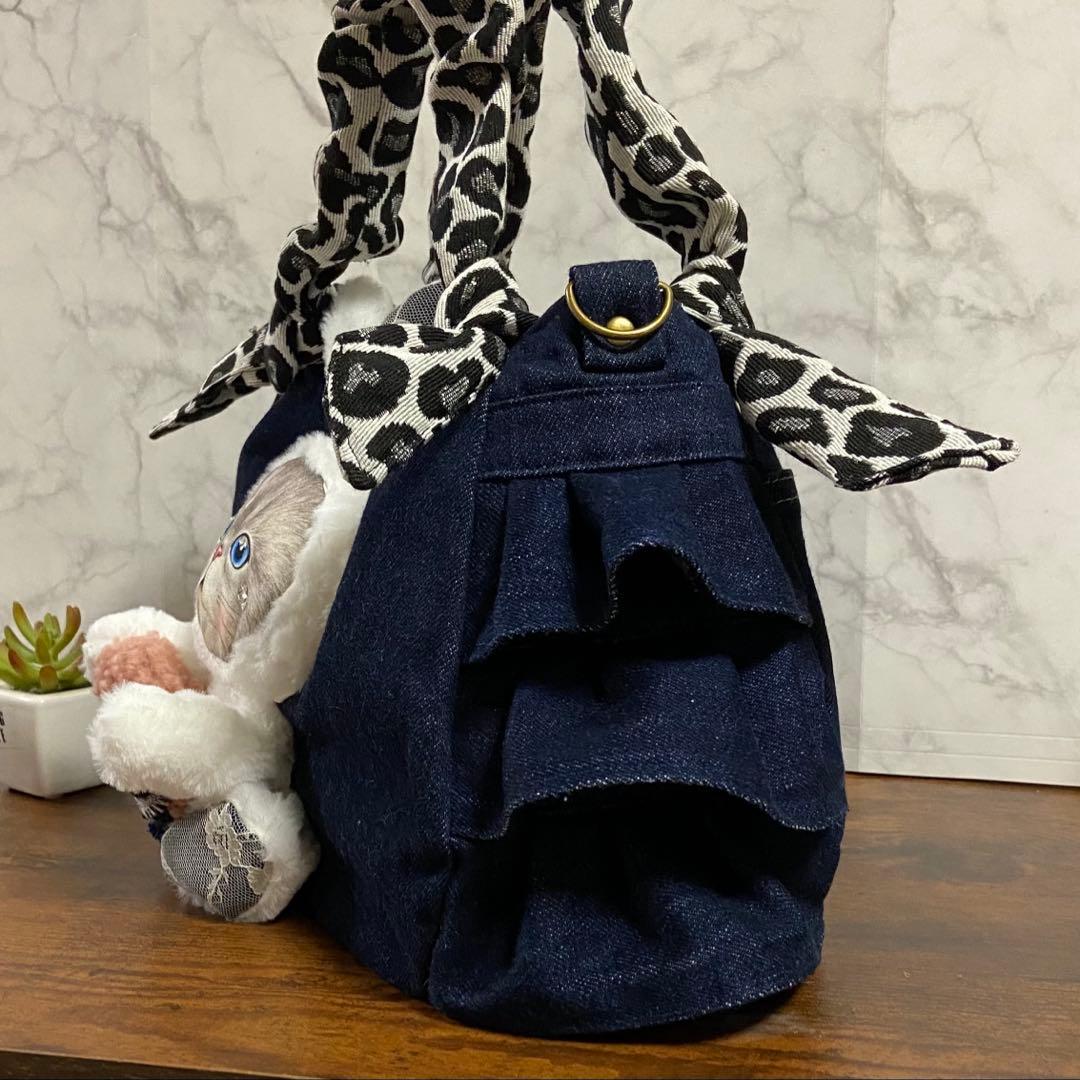❅*忙様 コヤンイサムチョン【デニムリメイク】フリルバッグ トートバッグ ハンド