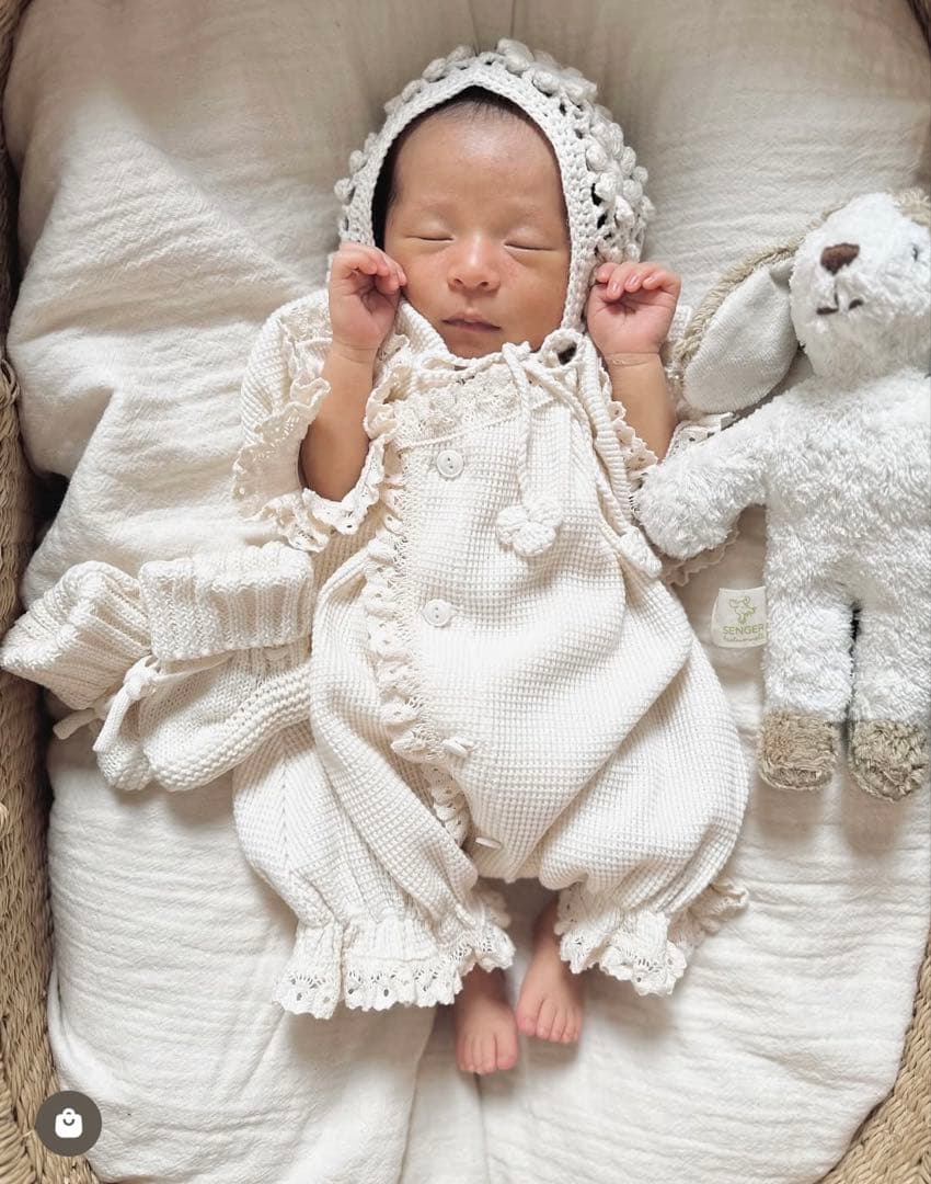 ciel de bébé ワッフル退院着　ボンネット