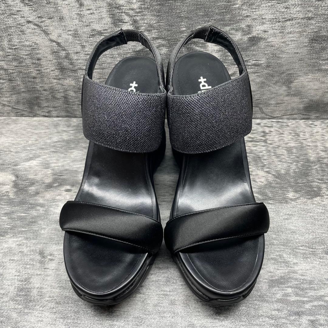 極美品✨＋Diana【24】ブラック ウェッジサンダル オープントゥ 厚底
