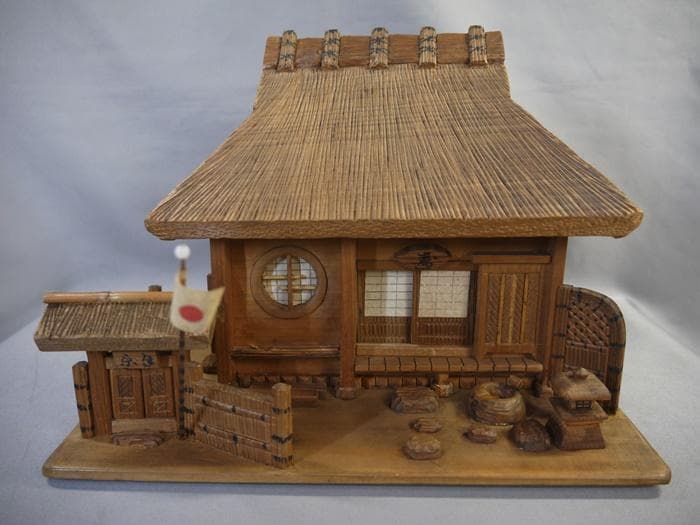 木彫細工　茅葺古民家　東雲斎松田光甫作　兵庫県歴史研究家　S15年　住吉神社残木