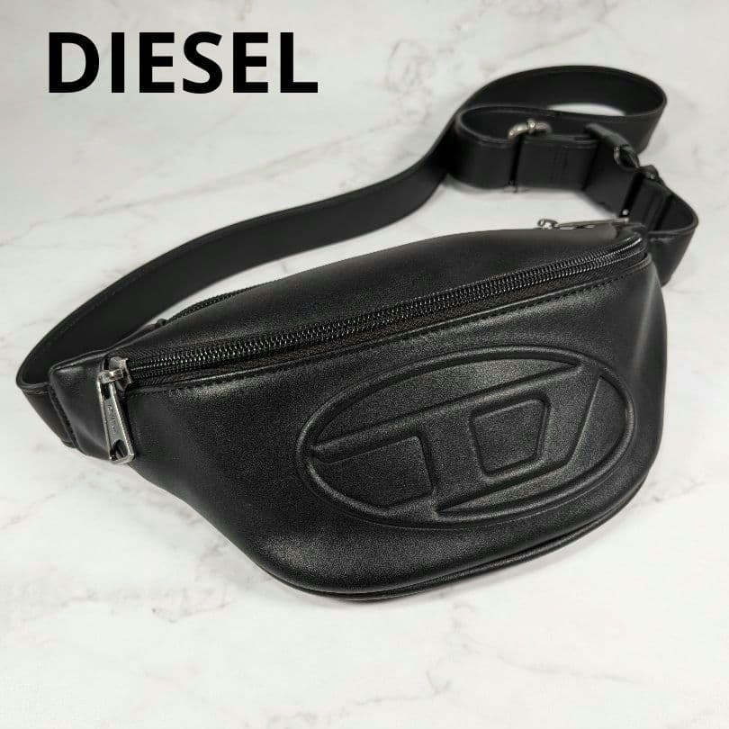 DIESEL ディーゼル エンボスDロゴ ウエストバッグ ボディバッグ 黒