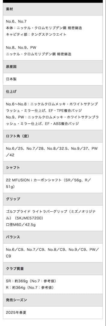 JPX 925 アイアン 5本組(6～9、PW) MFUSION i カーボン