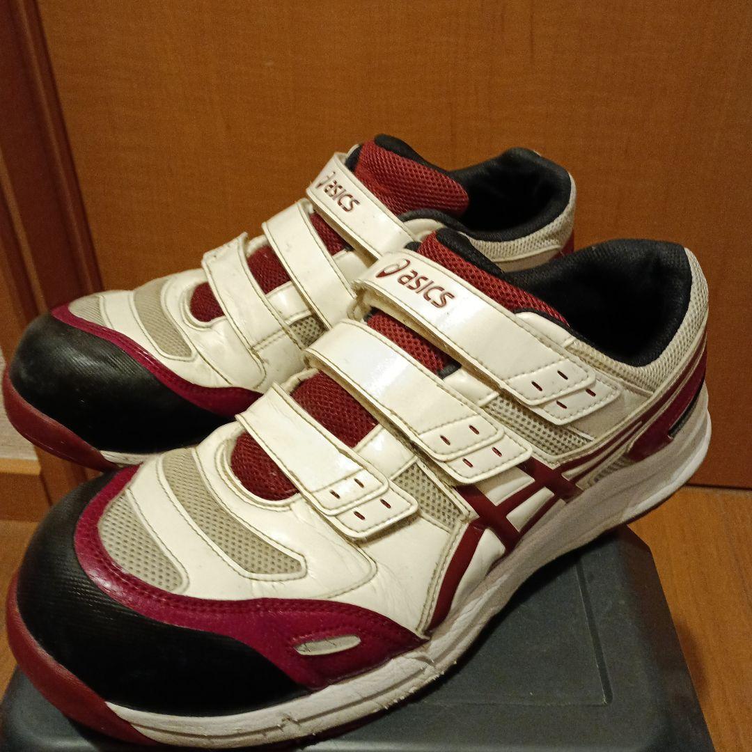 asics 安全靴 ホワイト/レッド ベルクロ