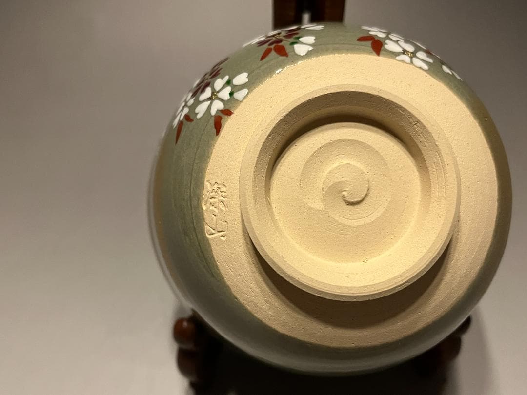 東山深山　紅白しだれ桜　色絵　茶碗　茶道具　他2点