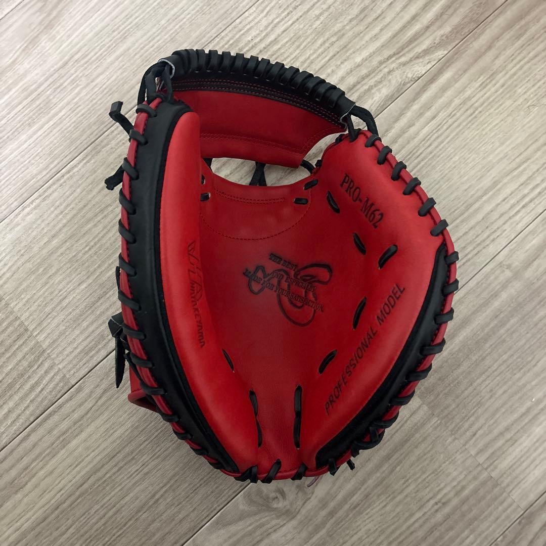 ハタケヤマキャッチャーミット 軟式 PRO-M62 レッド/ブラック グローブ
