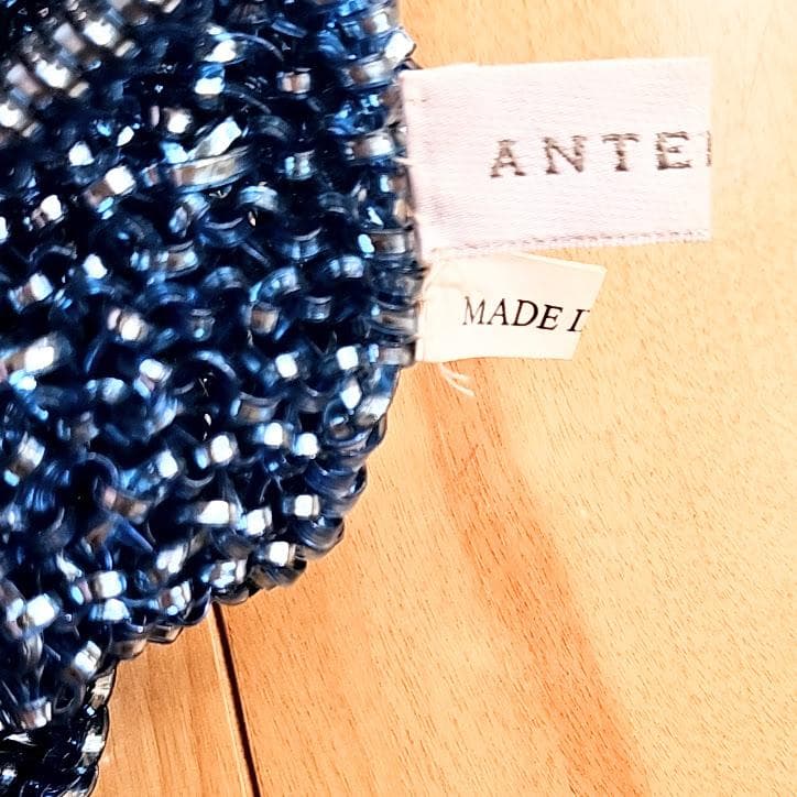 アンテプリマ　 ワイヤーバッグ　シャンパンブルー　横長