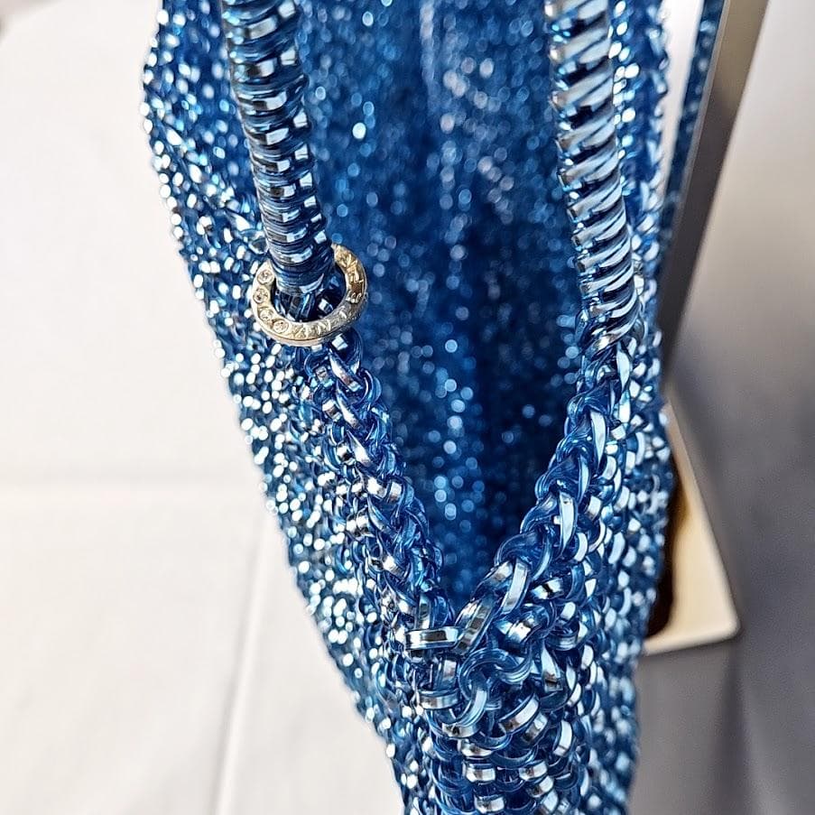 アンテプリマ　 ワイヤーバッグ　シャンパンブルー　横長