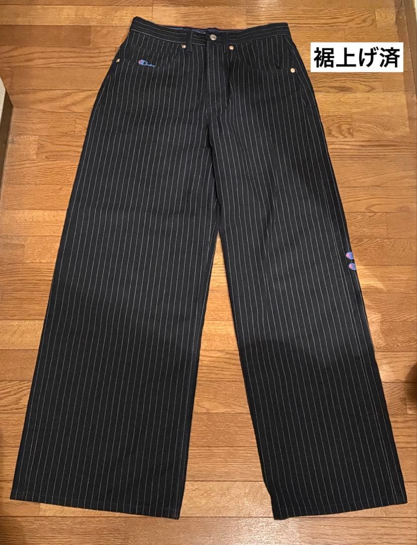 [中古]CHAMPION × ZARA ストライプ バギーフィットジーンズ 36