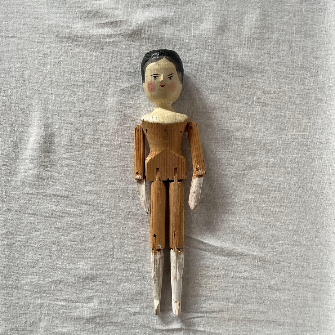 アンティーク　ペグドール　ウッデンドール