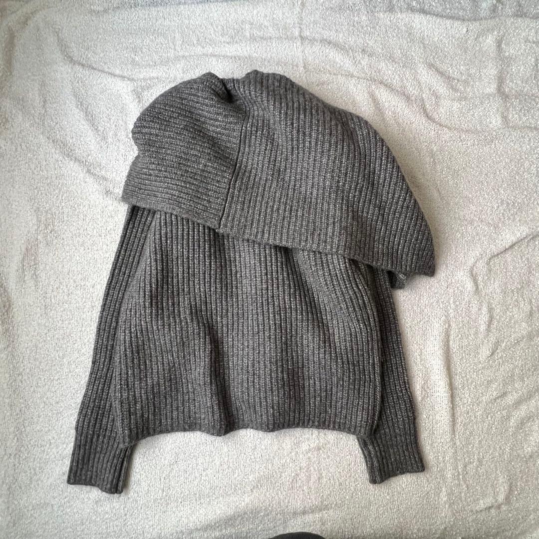 【美品】ETRE TOKYO アシメトリーストールニットカーディガン グレー