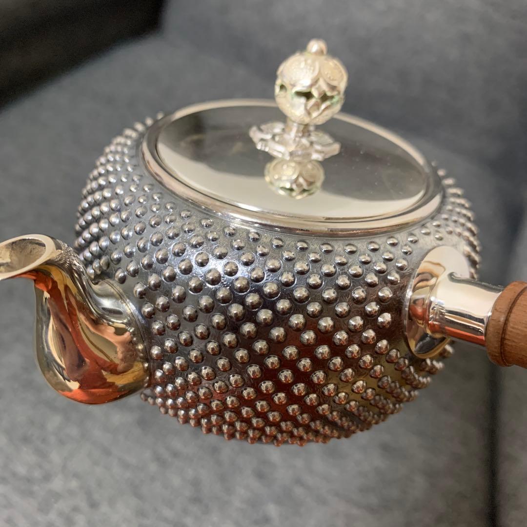 純銀刻印秀峰作茶器セット共箱付 重量1338g 煎茶道具骨董工芸最終価格３５万円