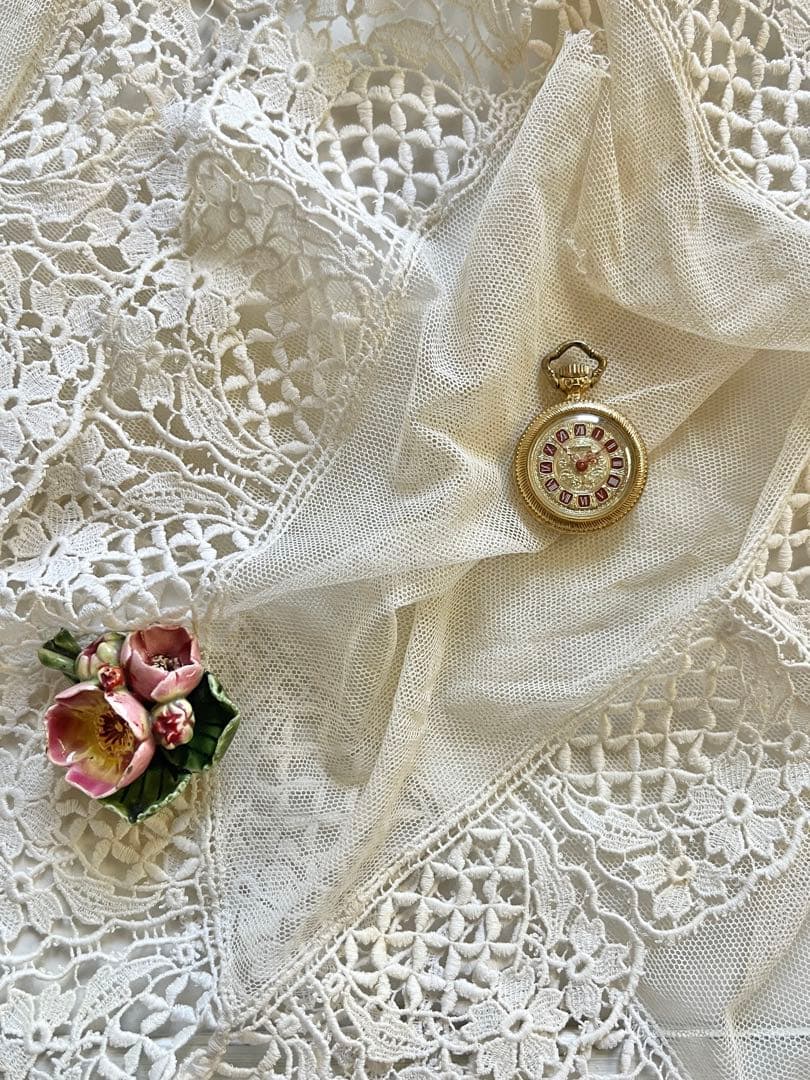 ◆スイスウォッチアンティーク｜小さな懐中時計Aミニペンダント金ゴールドネジ巻き