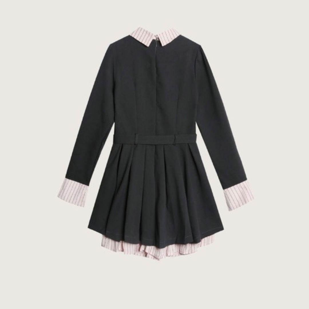 LA POMME petit パッチワークプレッピープリーツワンピース