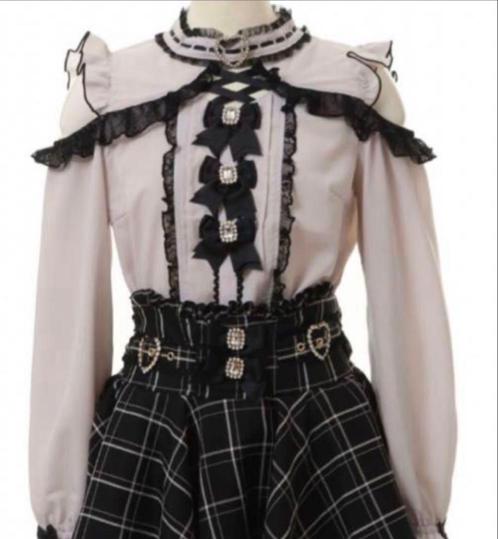 LIZLISA 3つリボンハートチョーカーブラウス 量産型 ピンク