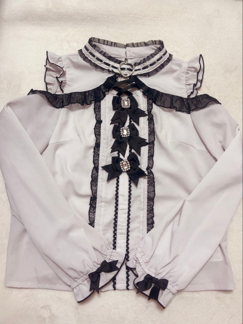 LIZLISA 3つリボンハートチョーカーブラウス 量産型 ピンク