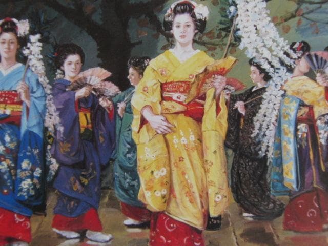 石川善一、舞妓繚乱、希少画集画、新品高級額・額装付、状態良好