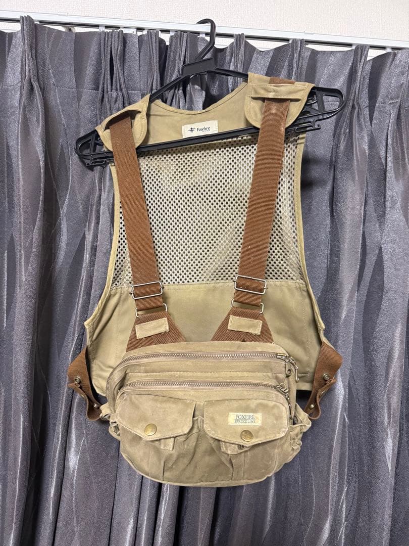 フィッシングベスト ベージュ メッシュ