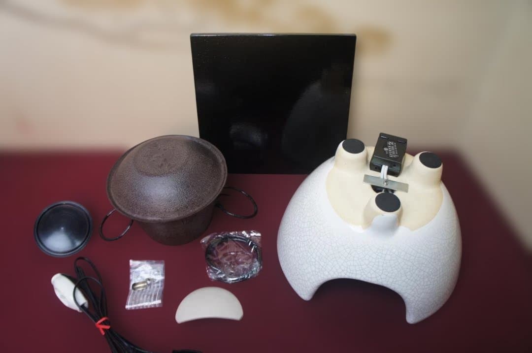 ☆ 創巧野々田 しろ薩摩風炉(紅鉢型)電熱器 国宝敬典富士釜他フルセット送料込み