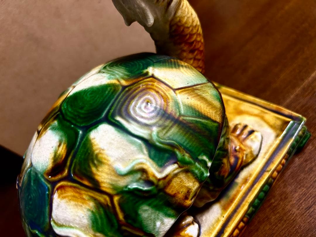 中国骨董 唐三彩 時代物 交趾大亀陶芸