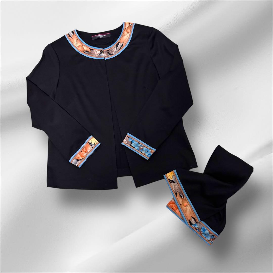 LEONARD 【レオナール 】カーディガン　トリムストール ウール【Ｌ】