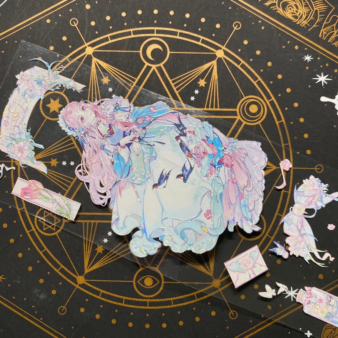 【9238】海外　マステ　中古巻　貝殻光マスキングテープ　人物系　女の子残量多め