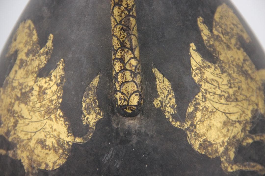 古美術 古銅 鍍金 竜首 水瓶 胡瓶 浄瓶 国宝法隆寺献納御物写 ED11-28