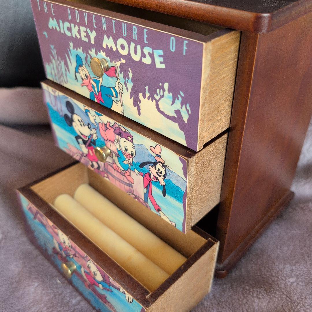 ミッキーマウスの冒険 オルゴール 木製 3引き出し