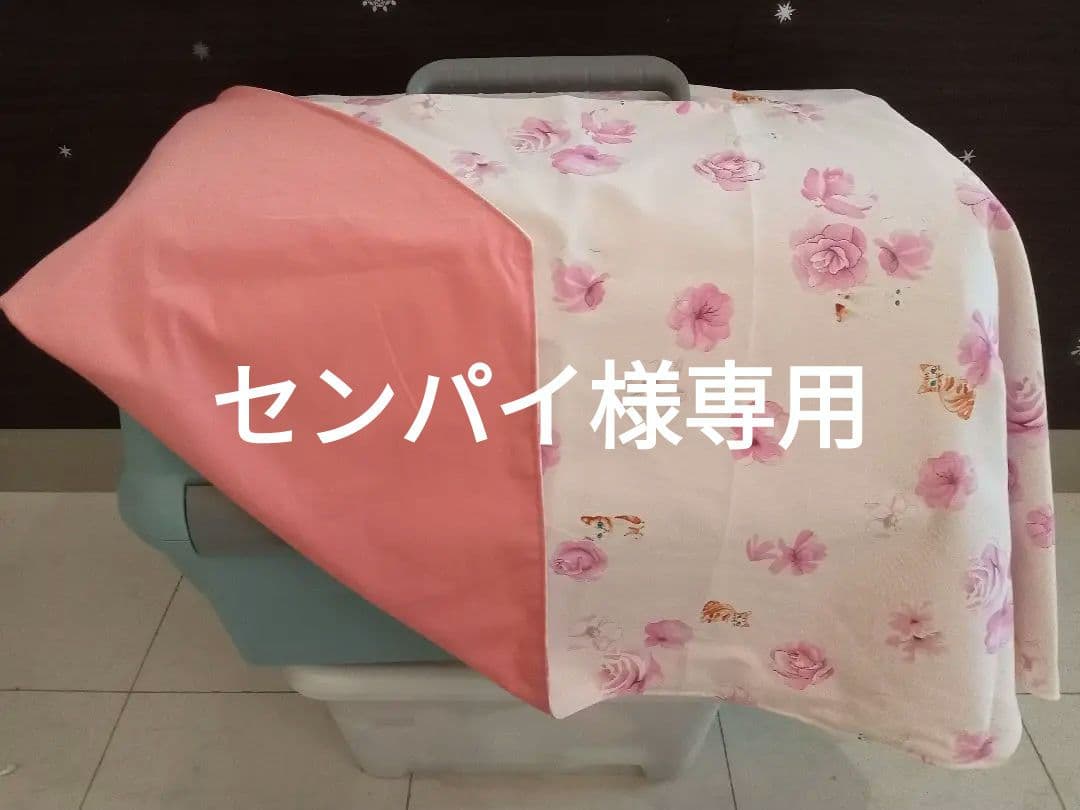 クレートカバーМ　花と猫ピンク系