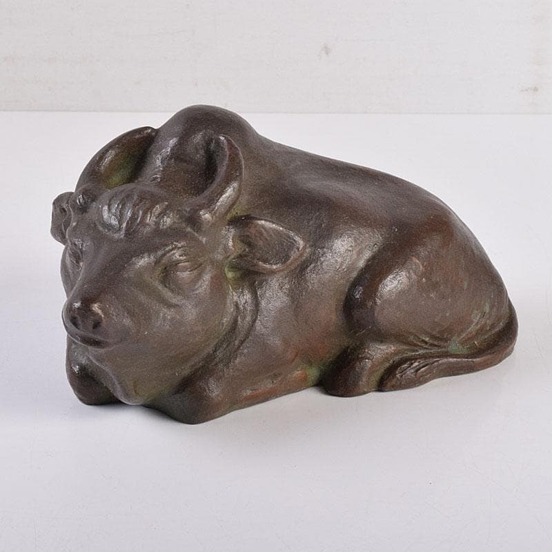 古銅　ブロンズ　牛　置物　在銘　C　R8960