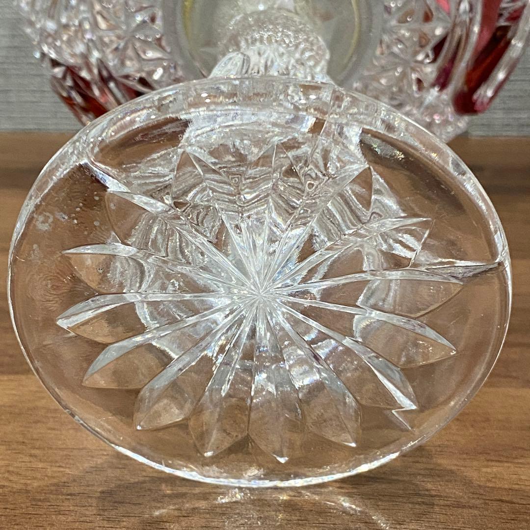 【HOFBAUER】 ホフバウワークリスタルガラス赤い装飾 鳥の彫刻　ドイツ製