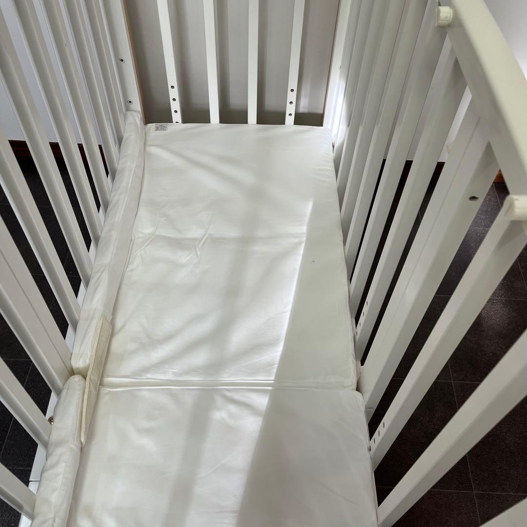 大和屋 ベビーベッド そいねーるⅢ ホワイト マットレス付き