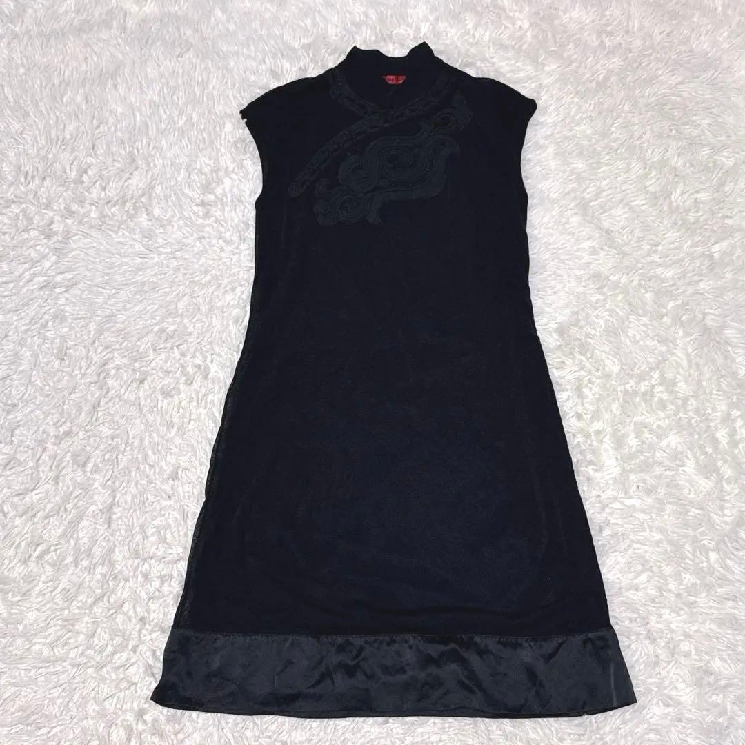 ヴィヴィアンタム　ワンピース　チャイナ　マオカラー　パワーネット　シルク