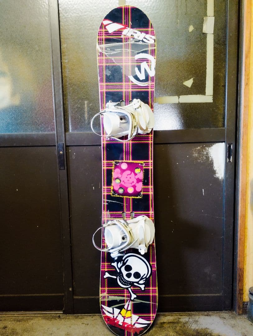 スノーボード チェック柄 スカルデザイン