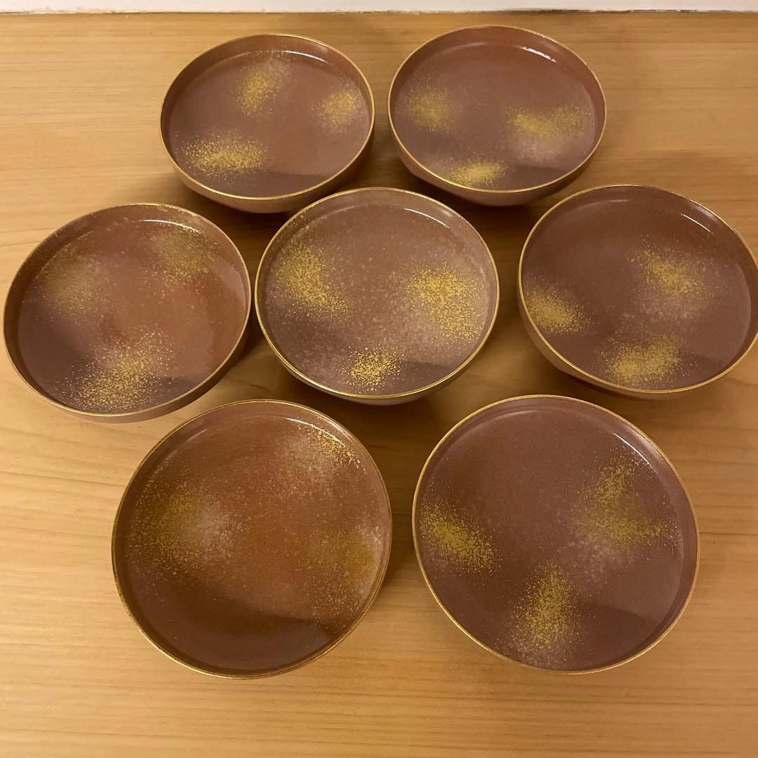 二代目　澤村陶哉　吹金彩皿　7客