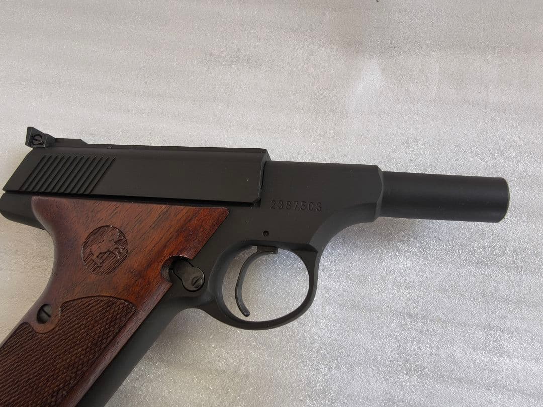 C①モデルガン　CAWコルトウッズマンショートバレルカスタム木製グリップ付