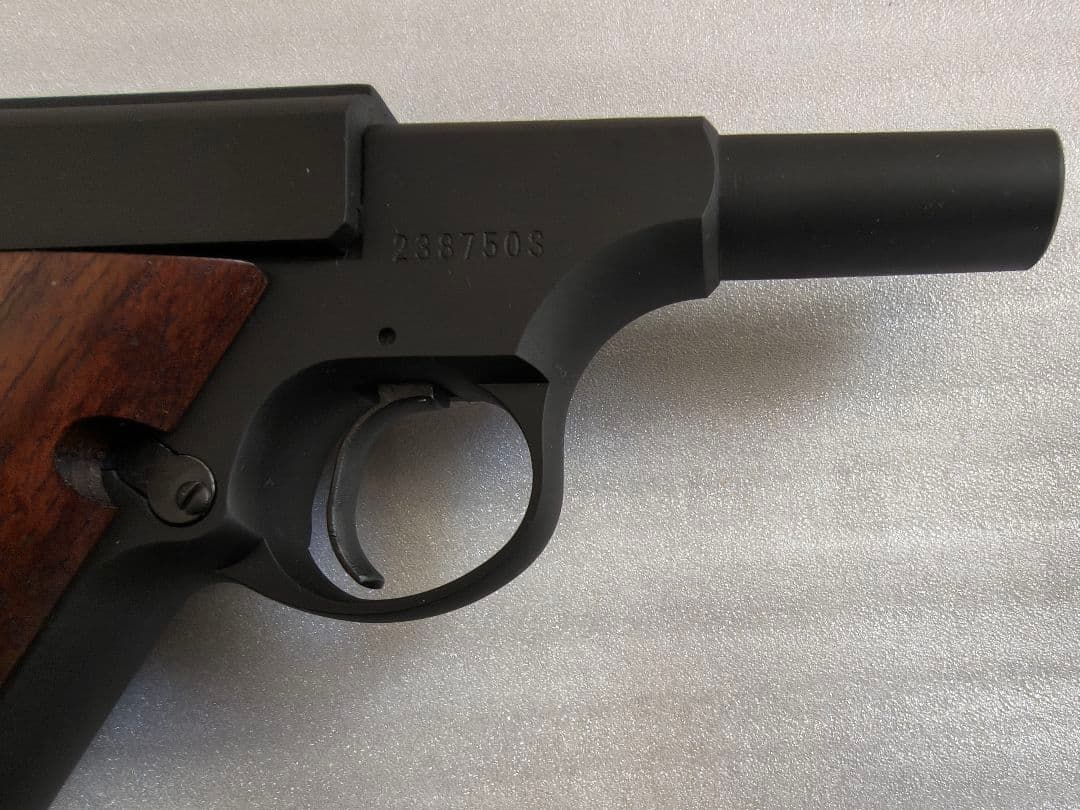 C①モデルガン　CAWコルトウッズマンショートバレルカスタム木製グリップ付