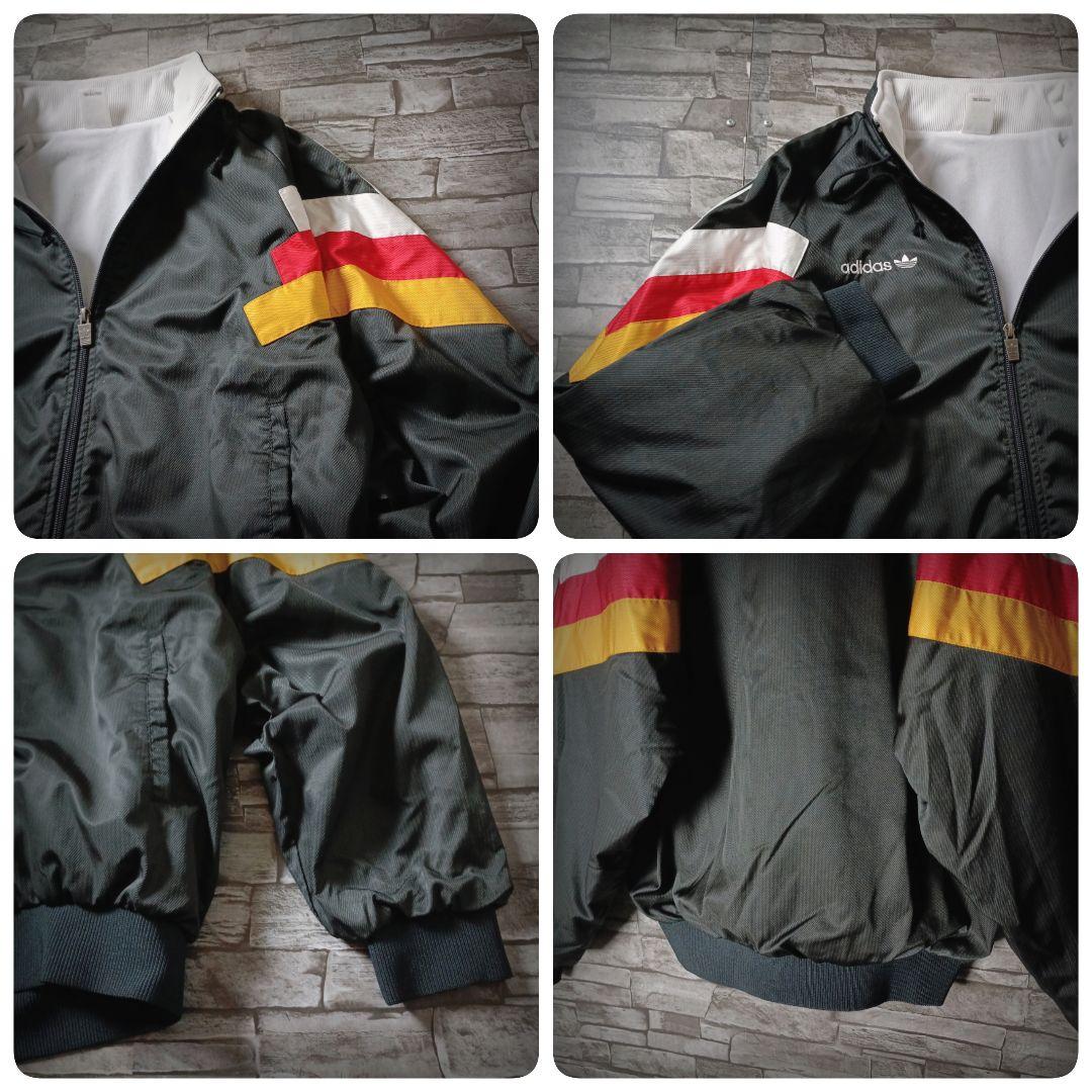 当時物☆90sアディダスナイロンジャケット デサント 刺繍ロゴ ワイド 短丈