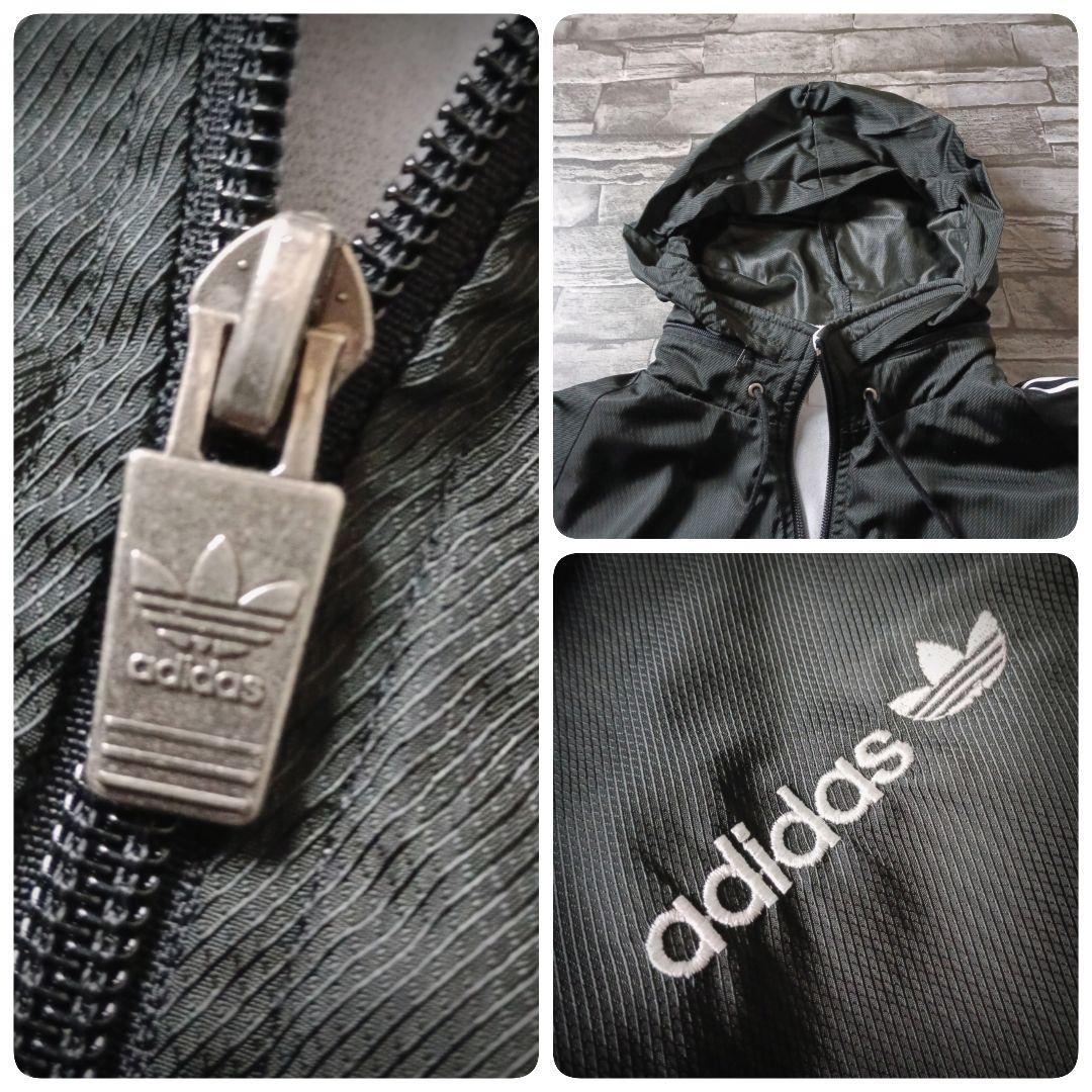 当時物☆90sアディダスナイロンジャケット デサント 刺繍ロゴ ワイド 短丈