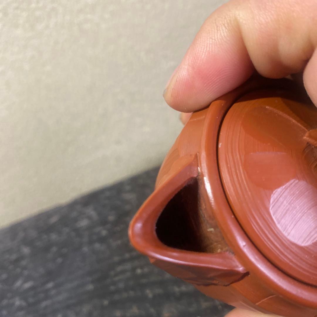 杉江木仙作　常滑急須 小型 朱泥　宝瓶　茶注A