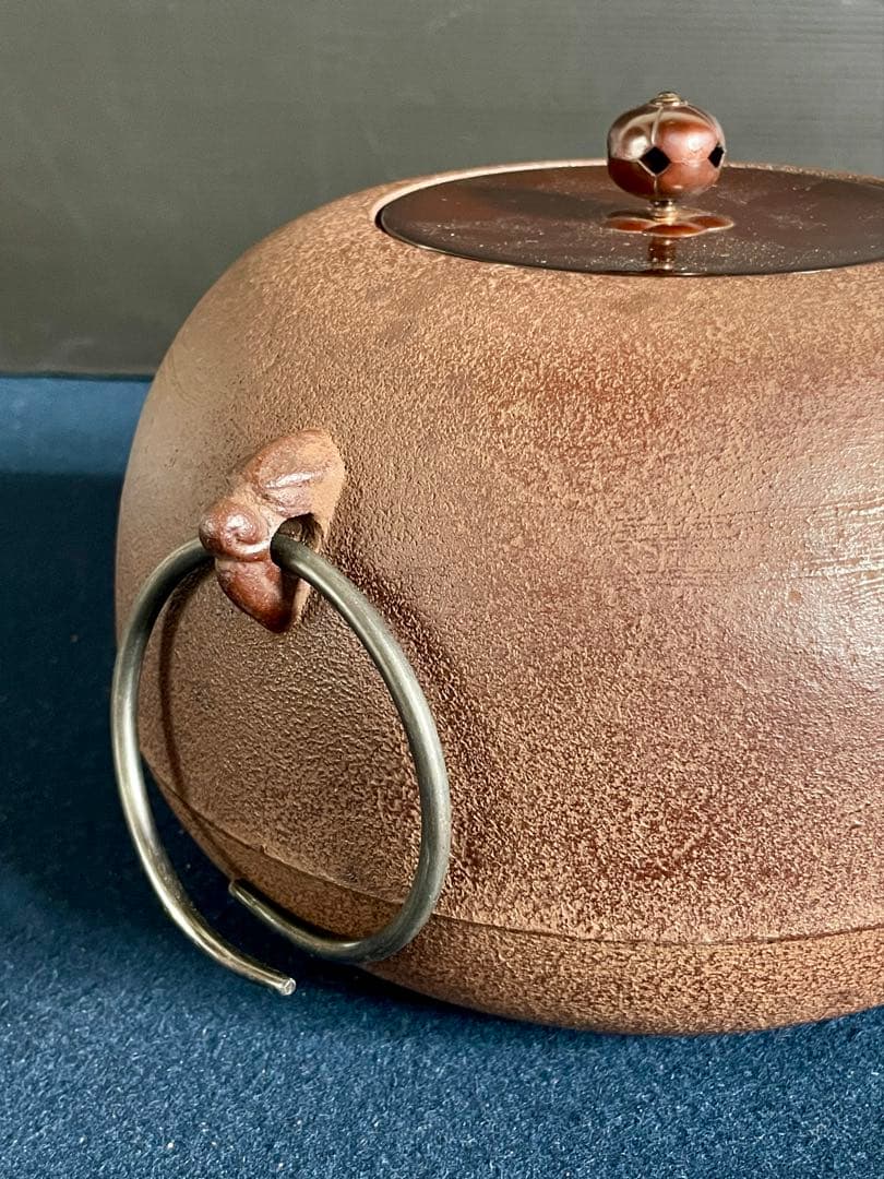 割引❗️【未使用 美品】「母」 刷毛目地紋 姥口 平丸釜 浄清 釜鐶（1014D）