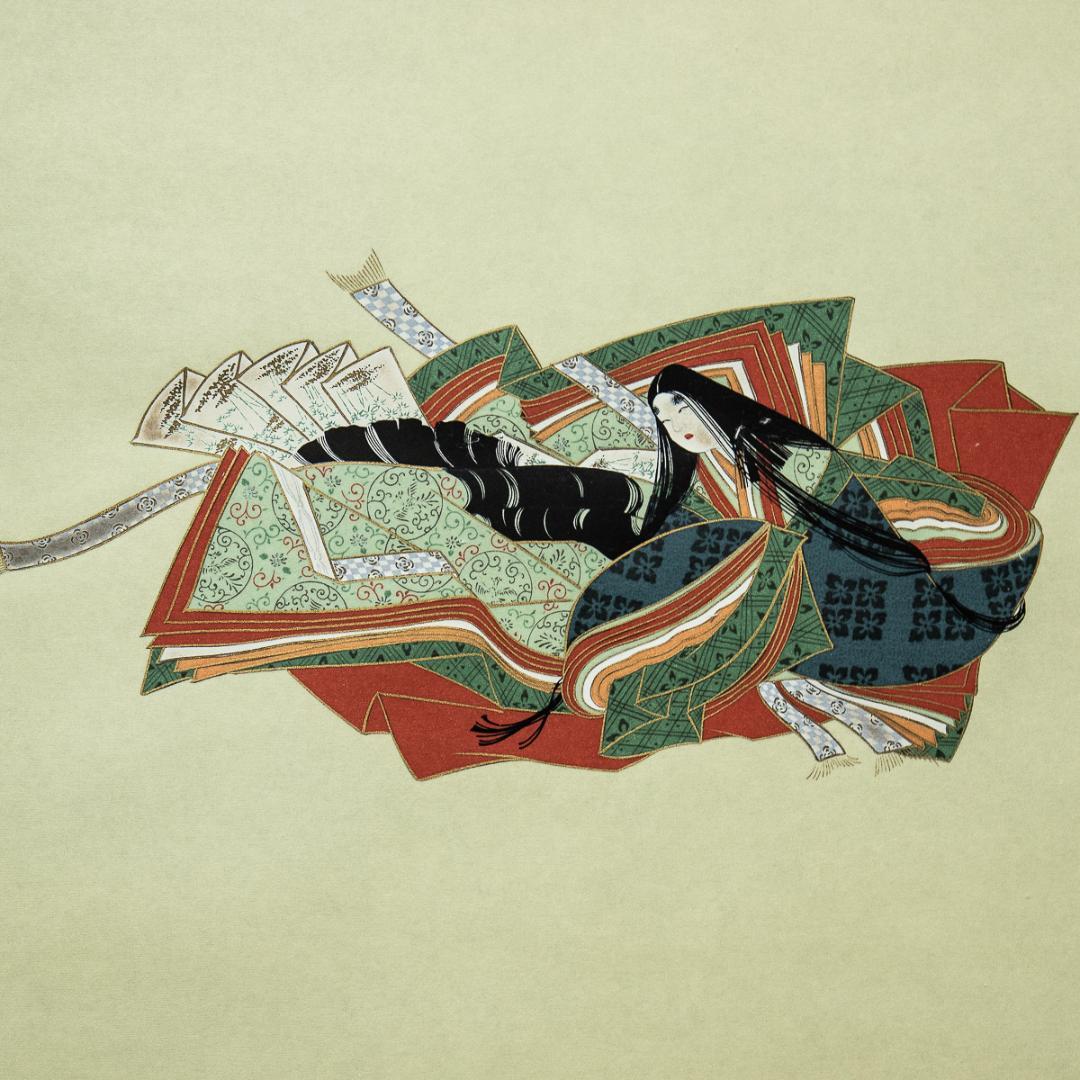 掛軸-1247　佐竹本三十六歌仙　斎官女御　紀貫之　小大君　木版彩色　伊藤嘉晃