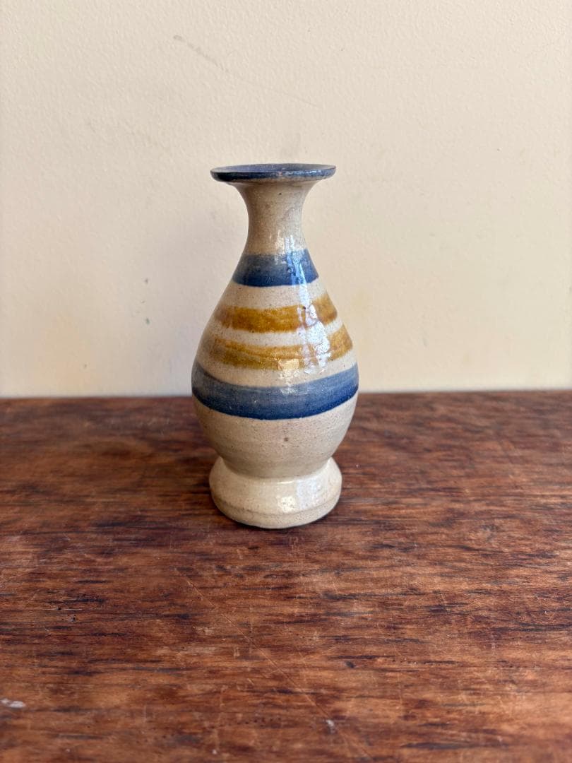古琉球　花器　瓶子　輪線紋　沖縄やちむん