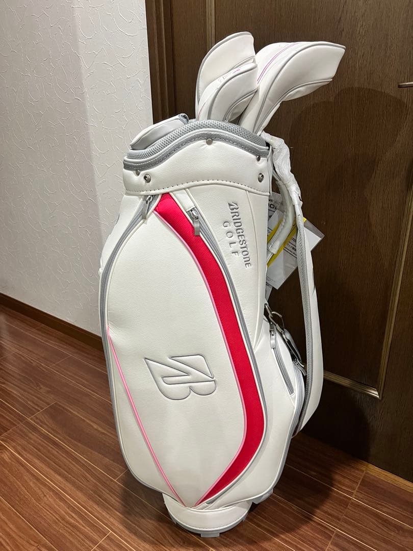 【新品未使用】ヘッドカバー付き★ブリヂストン キャディバッグ ホワイト/ピンク