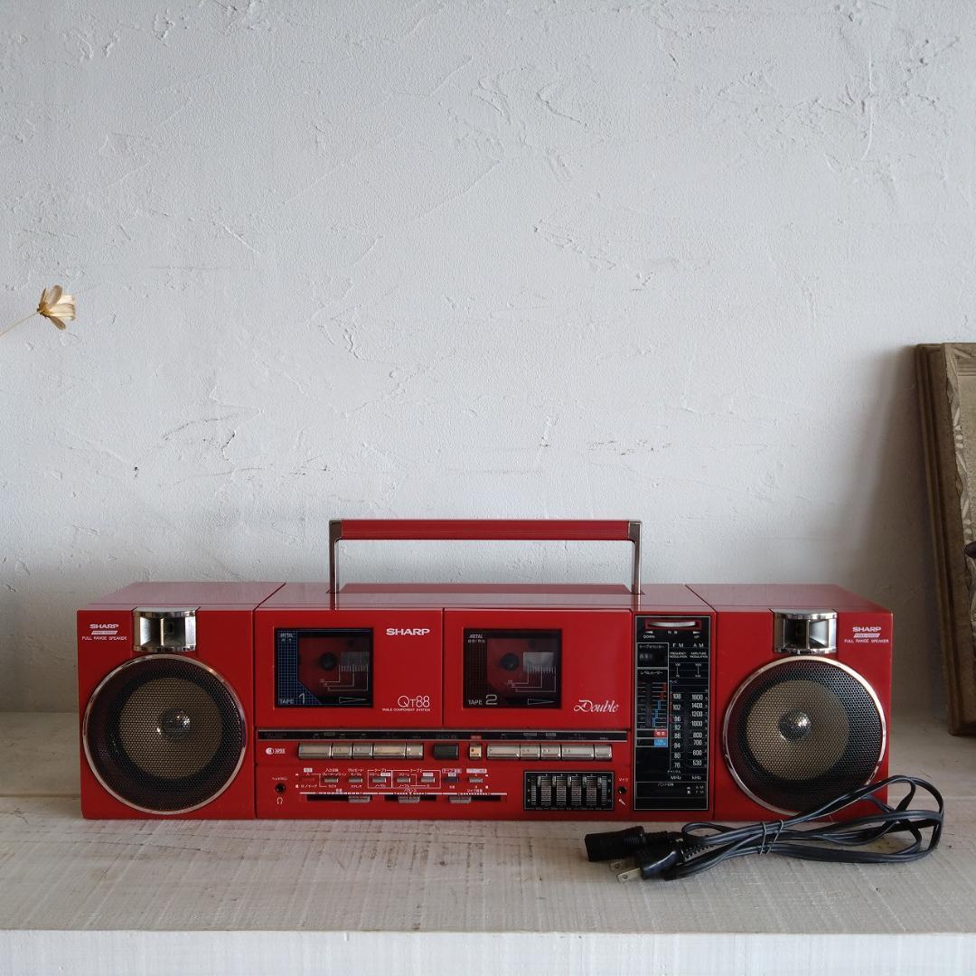 SHARP　QT-88　ダブルラジカセ　赤